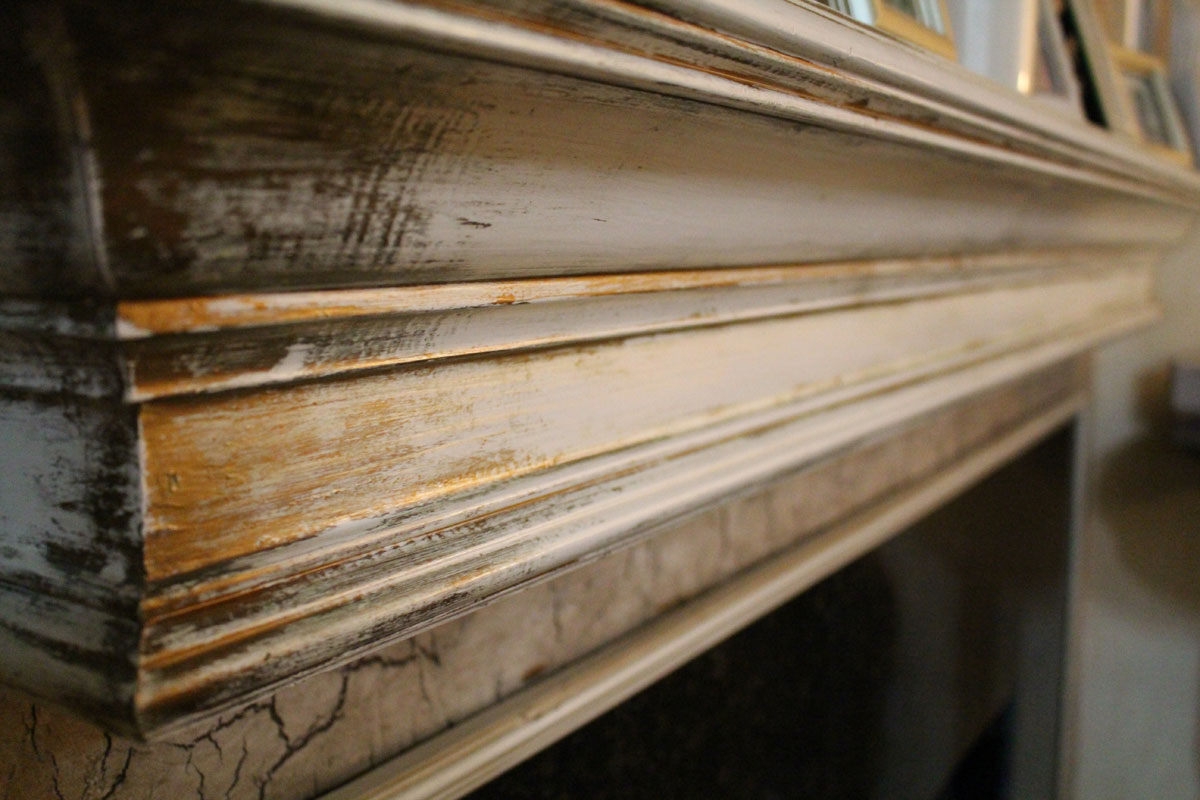 Refinished Fireplace Wood - Aged Antique Metallics